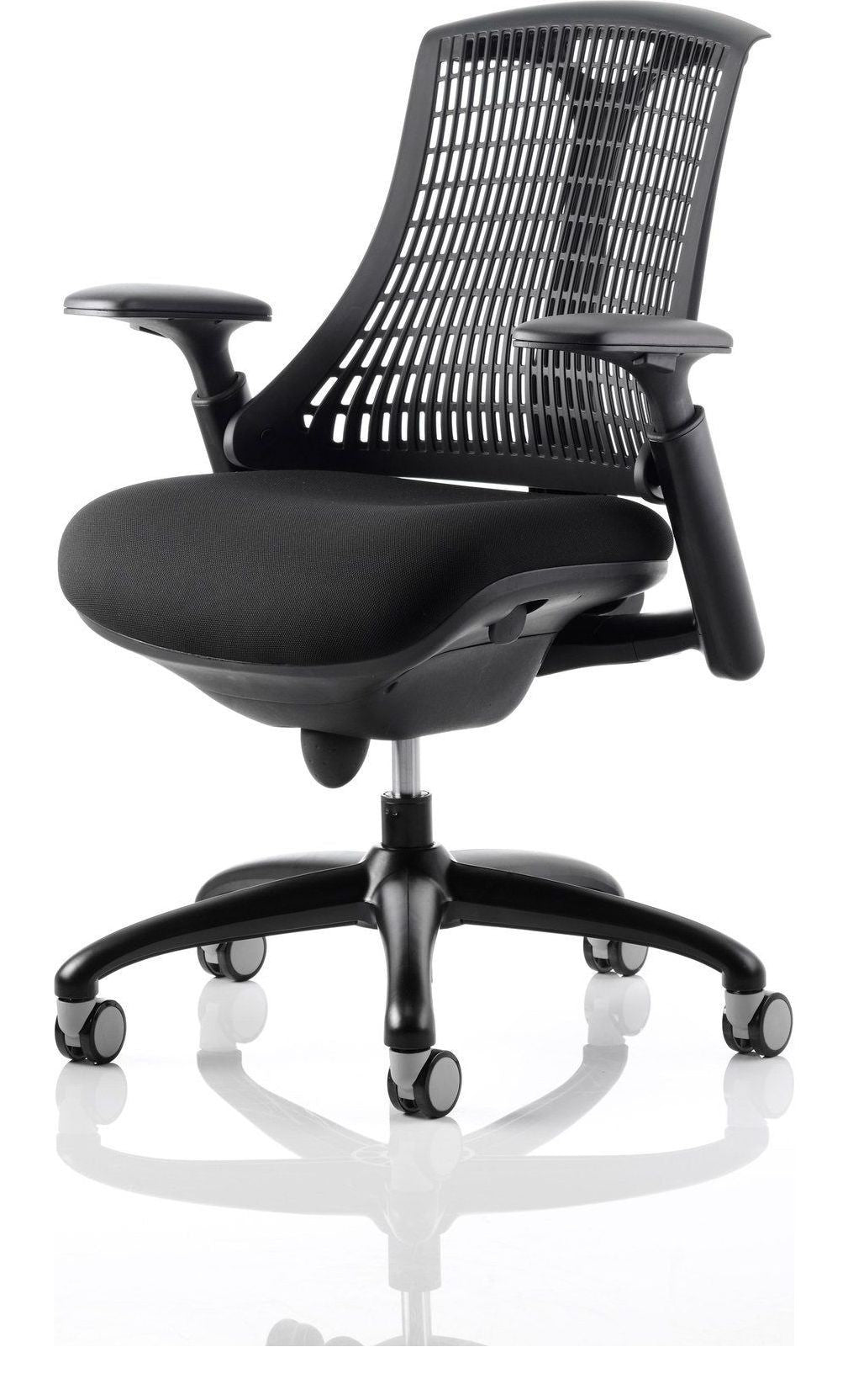 Flex Medium Back Black Frame Task Operator Chair, black, no headrest, another view 2