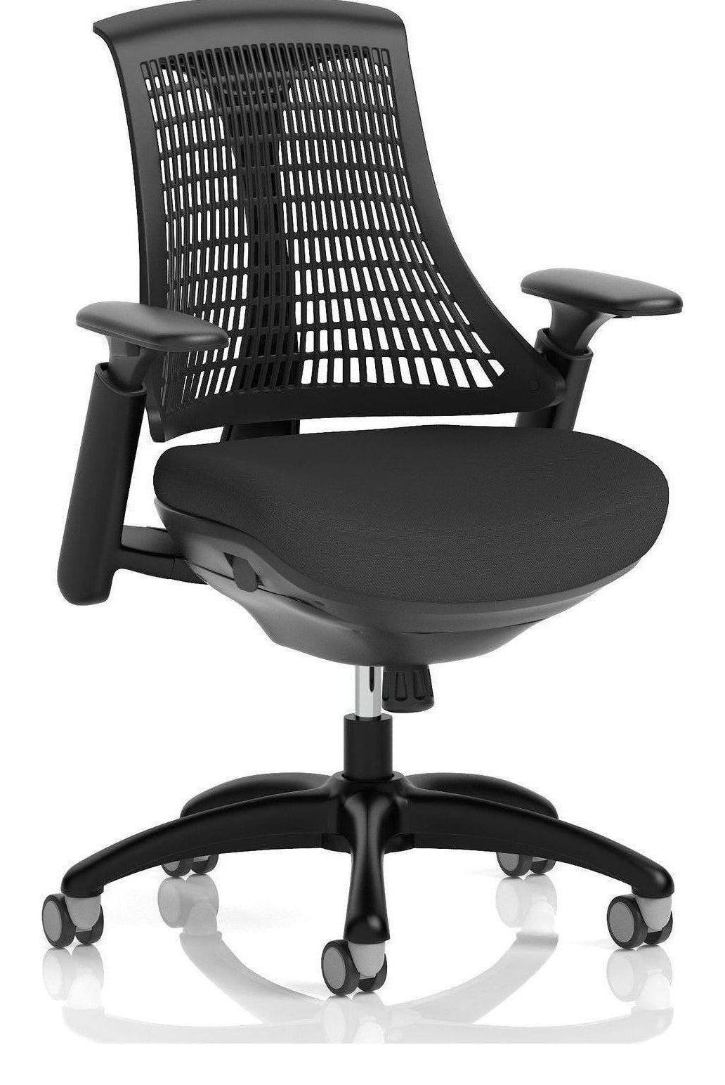 Flex Medium Back Black Frame Task Operator Chair, black, no headrest