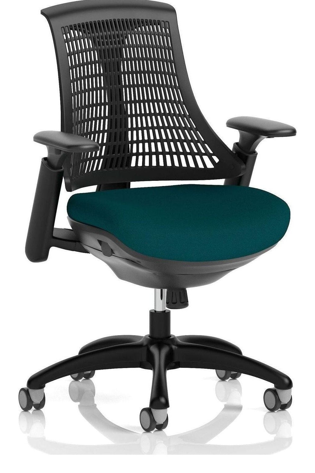 Flex Bespoke Medium Back Black Frame Task Operator Chair, black, teal
