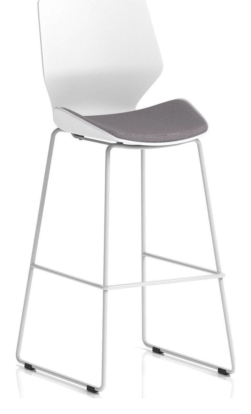 Florence White Frame Fabric Seat High Stool Chair, 