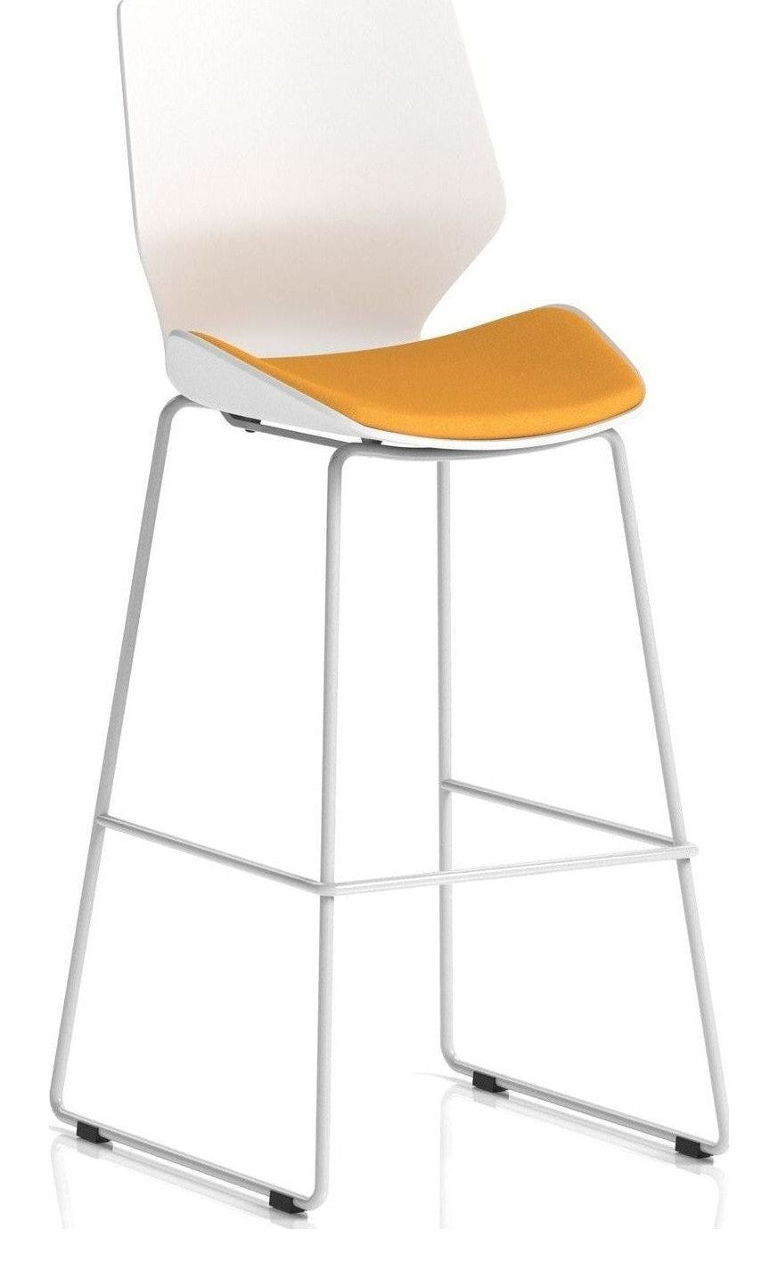 Florence Bespoke White Frame Fabric Seat High Stool Chair, yellow
