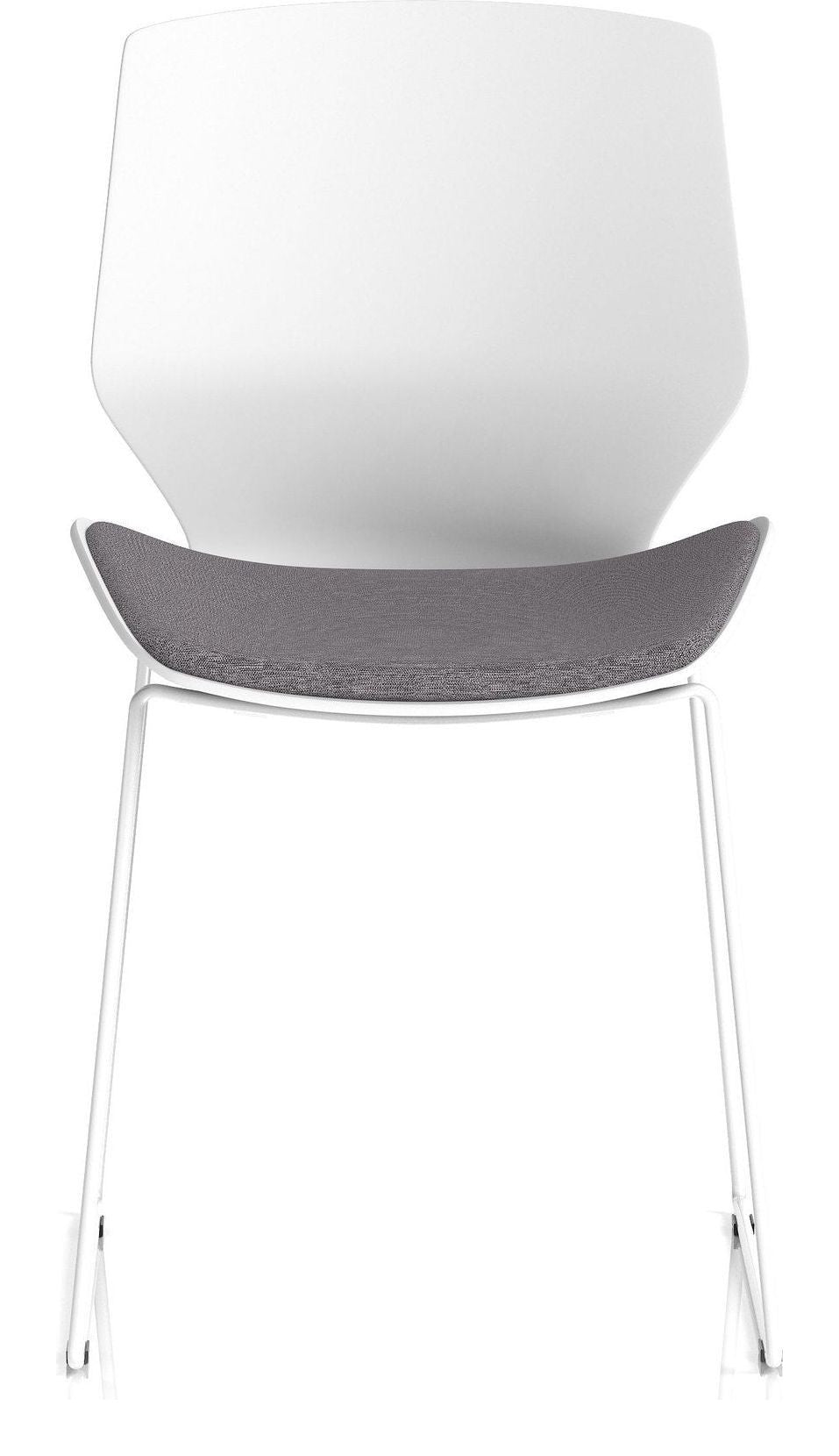 Florence Sled White Frame Fabric Seat Visitor Chair, , another view 1