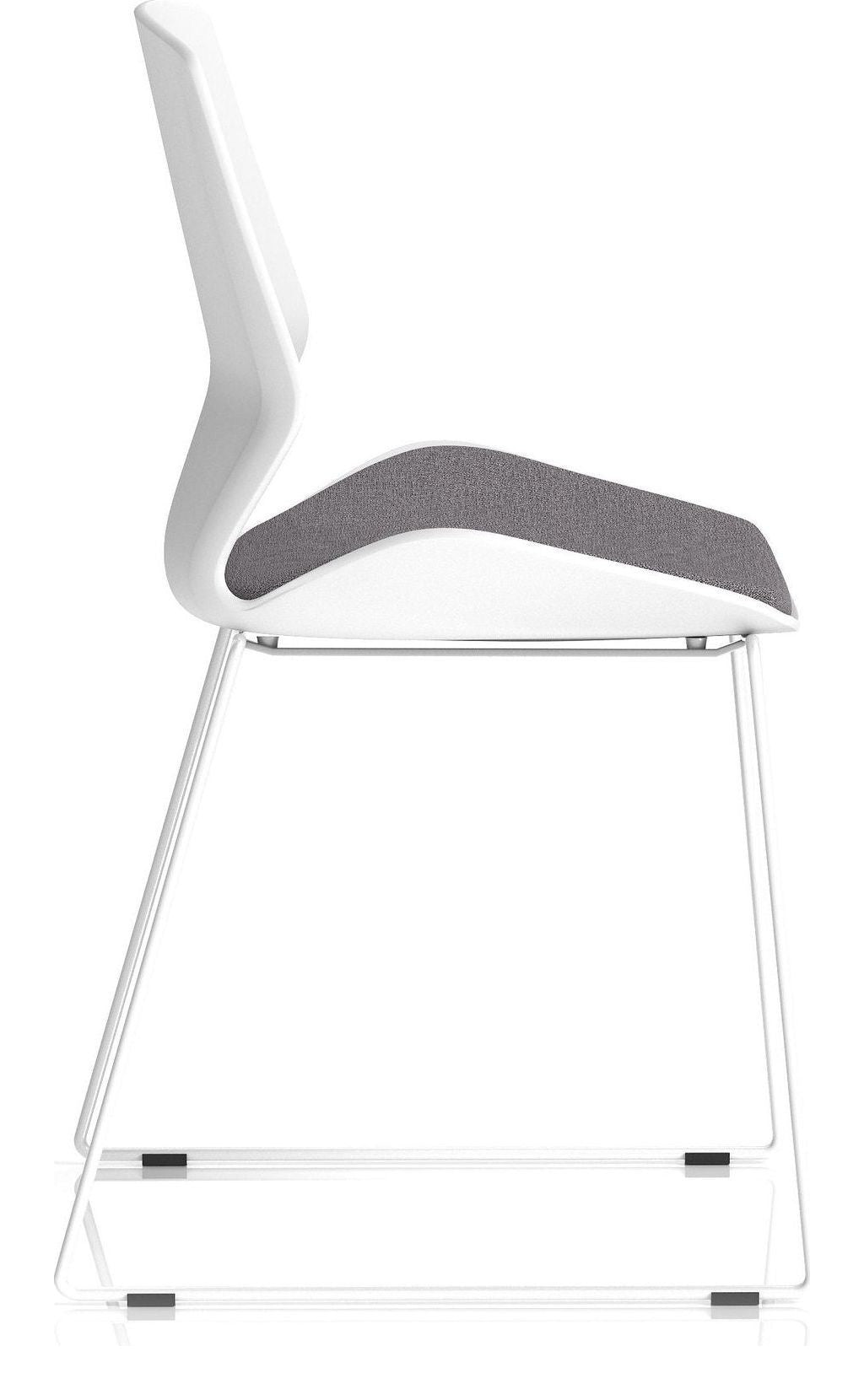Florence Sled White Frame Fabric Seat Visitor Chair, , another view 2