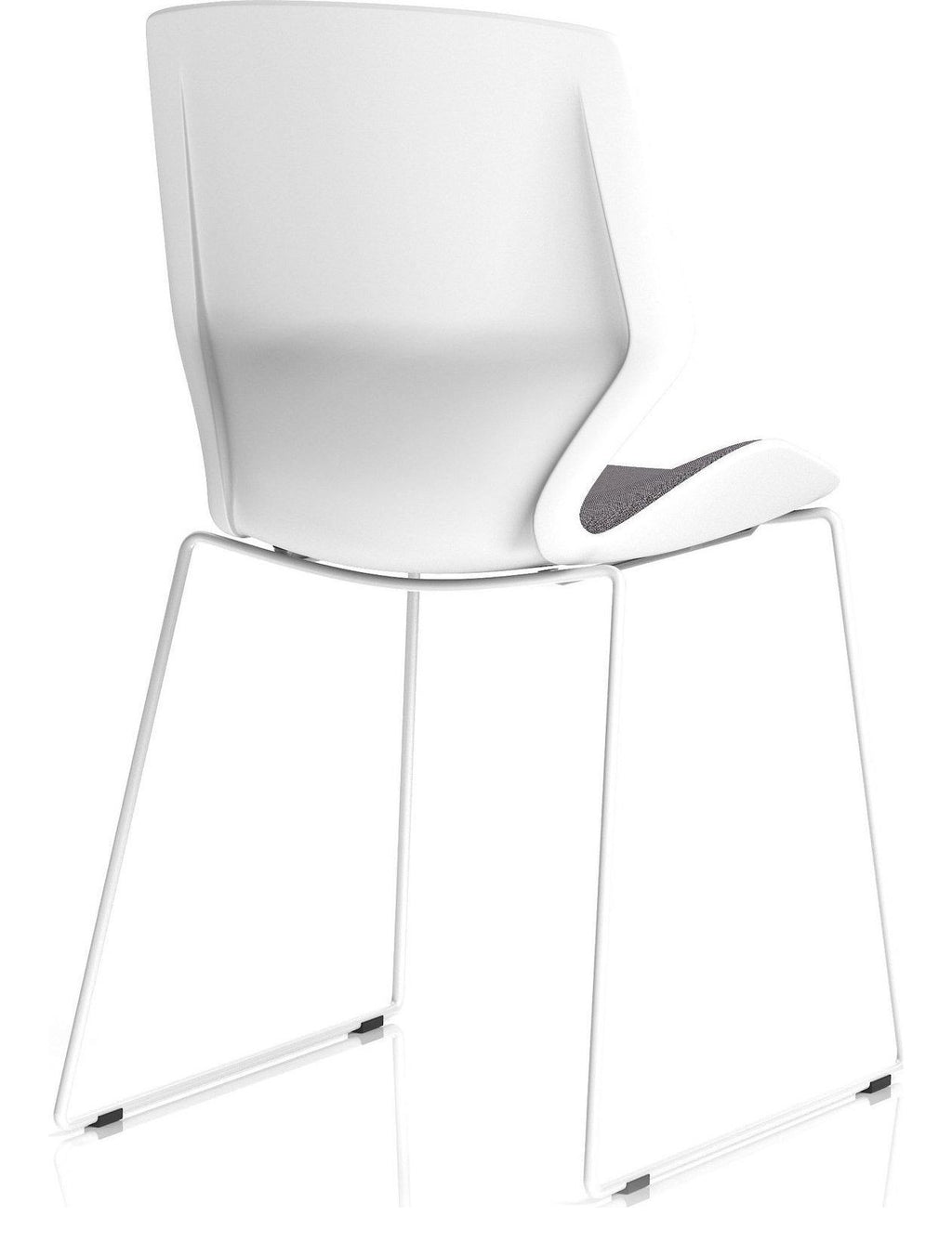 Florence Sled White Frame Fabric Seat Visitor Chair, , another view 3