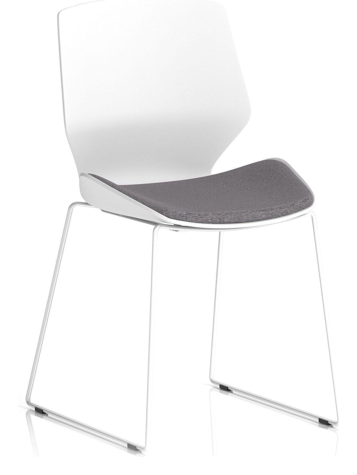 Florence Sled White Frame Fabric Seat Visitor Chair, 