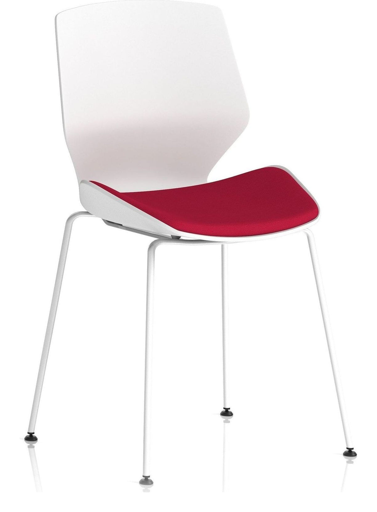 Florence Bespoke White Frame Fabric Seat Visitor Chair, cherry