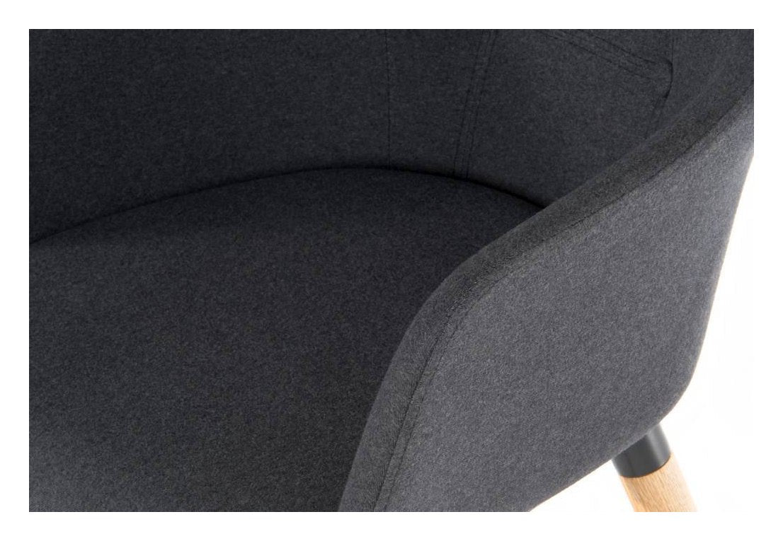 Four Legged Fabric Reception Chair in graphite, view 3