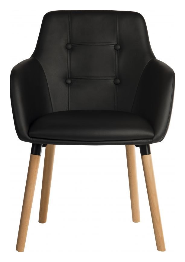 Four Legged PU Reception Chair in black, view 2