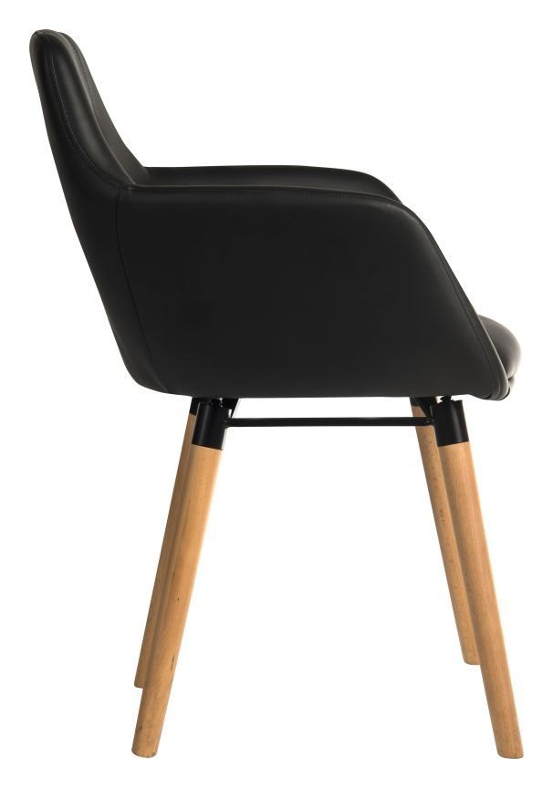 Four Legged PU Reception Chair in black, view 3
