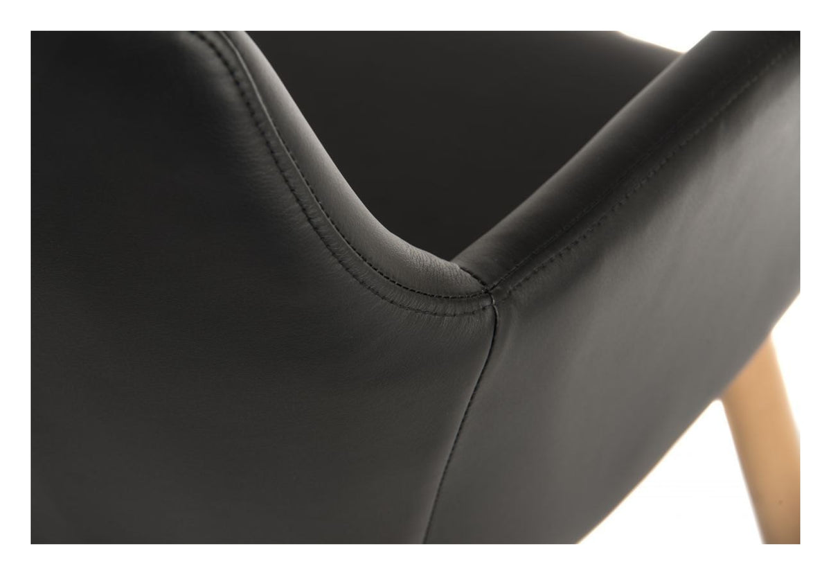 Four Legged PU Reception Chair in black, view 5
