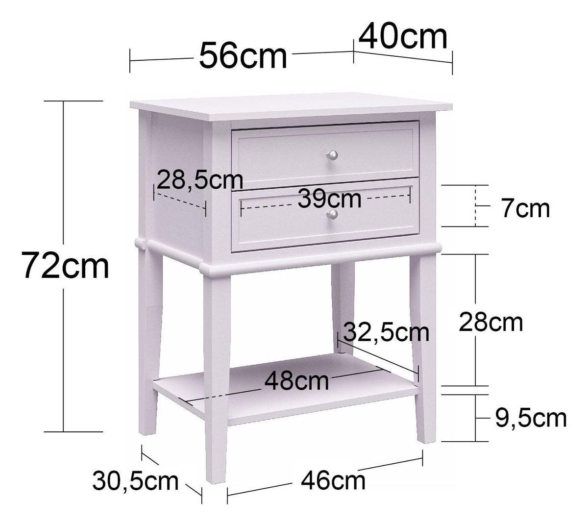 Franklin Accent Table 2 Drawer, view 2