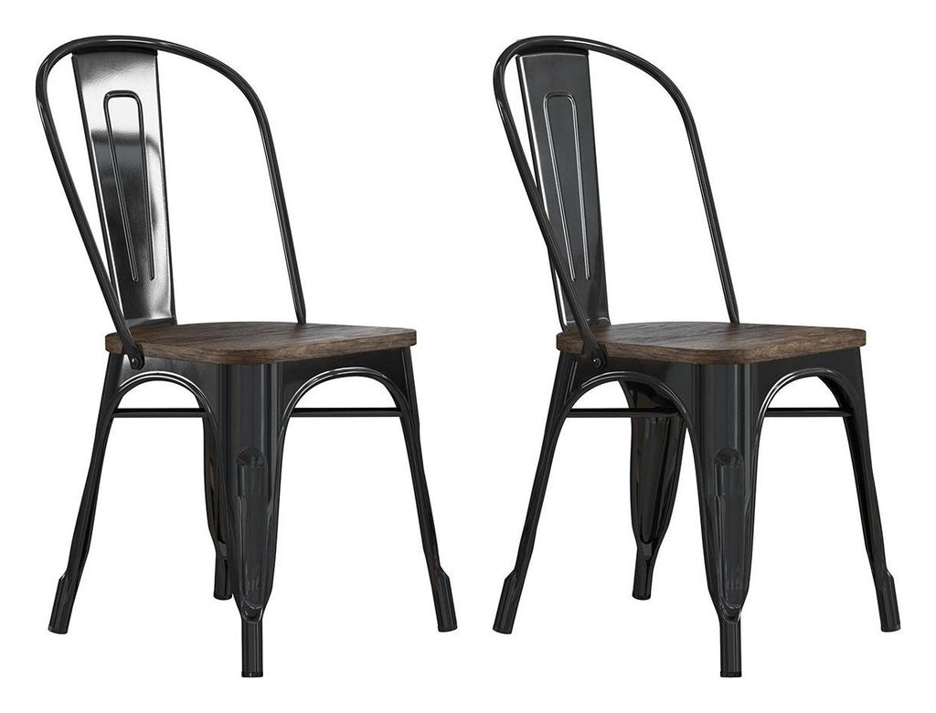 Fusion Metal Dining Chair Wood Seat (Pack Of 2), view 2