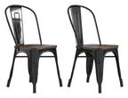 Fusion Metal Dining Chair Wood Seat (Pack Of 2), view 2