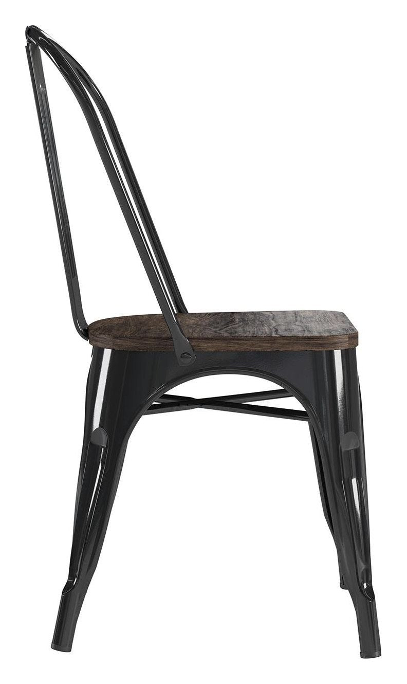 Fusion Metal Dining Chair Wood Seat (Pack Of 2), view 4