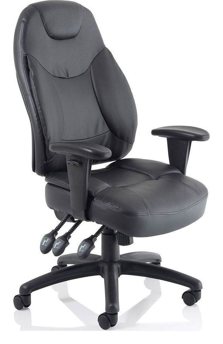 Galaxy Medium Back Leather Task Operator Chair with Adjustable Arms, black leather