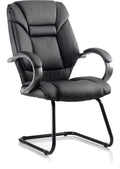 Galloway High Back Leather Cantilever Visitor Chair, black leather