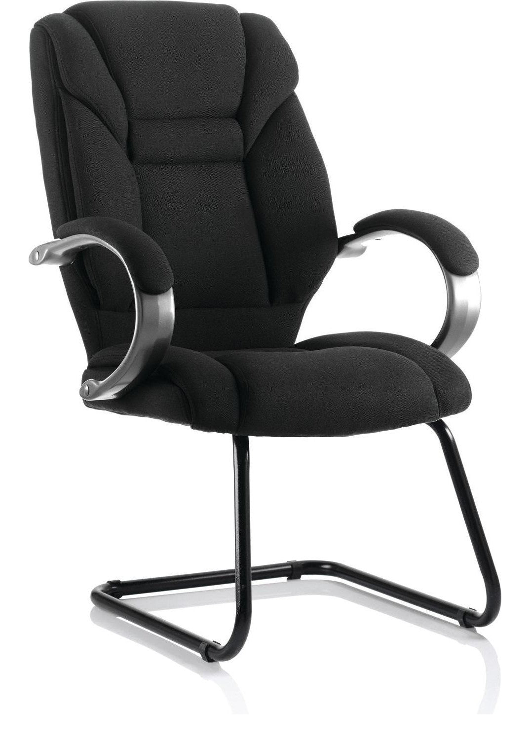 Galloway High Back Fabric Cantilever Visitor Chair, black fabric