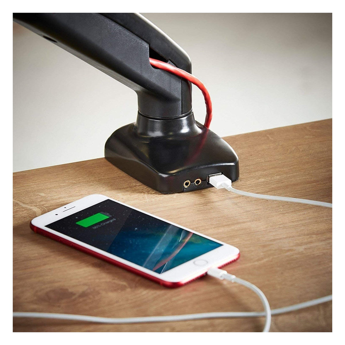 Gas Spring Dual Monitor Arm with USB and Audio Ports, view 2