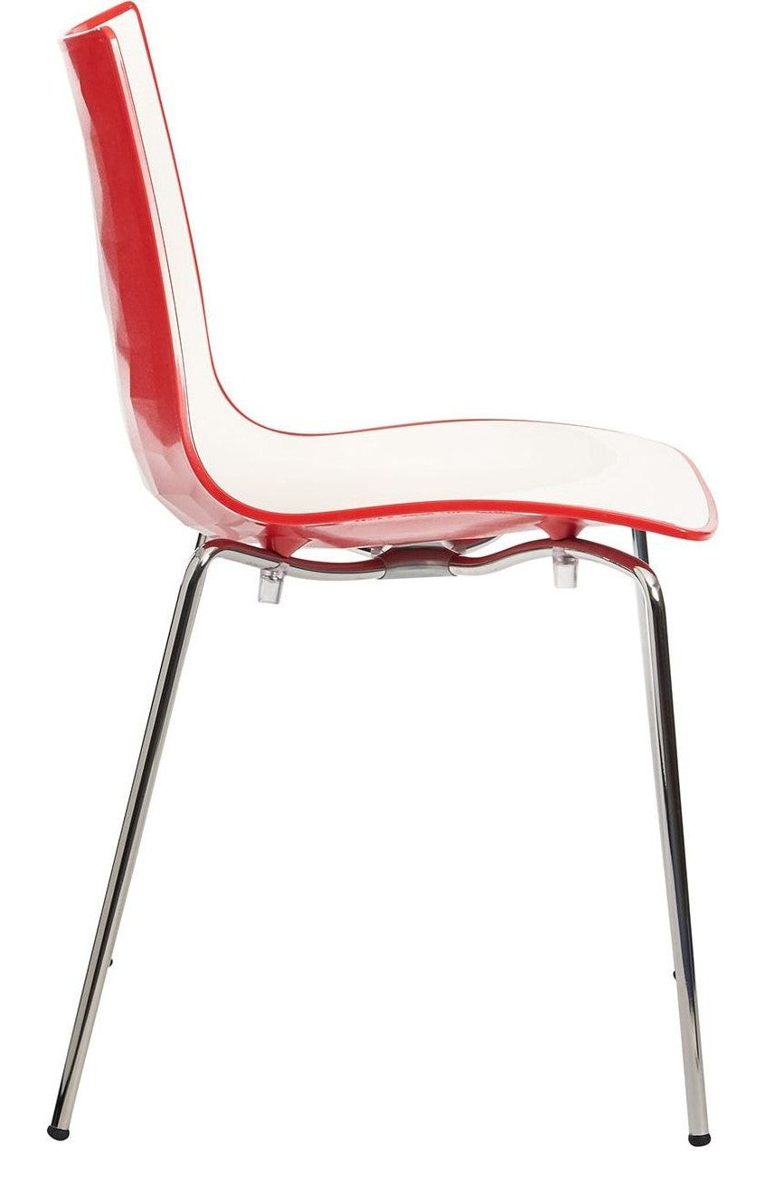 Gecko Dining Chair and Bar Stool in dining chair, red from the side