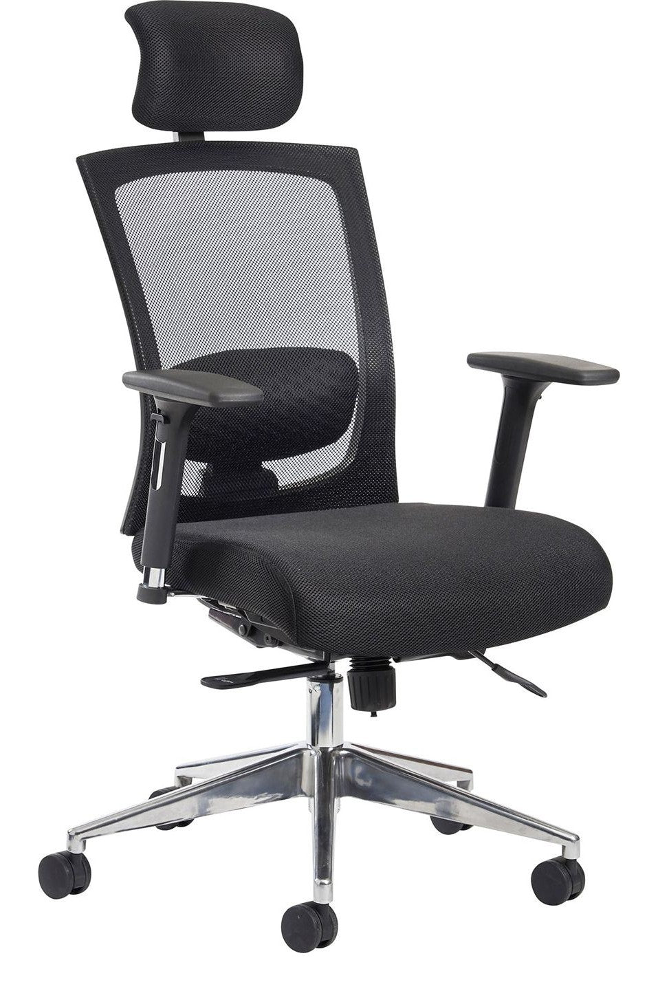 Gemini Mesh Task Chair in black, adjustable arms and headrest