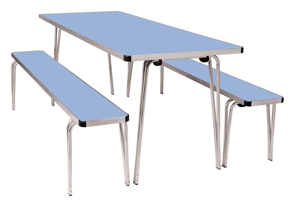 GoPak Contour25 Folding Table and Bench Set, Powder Blue top