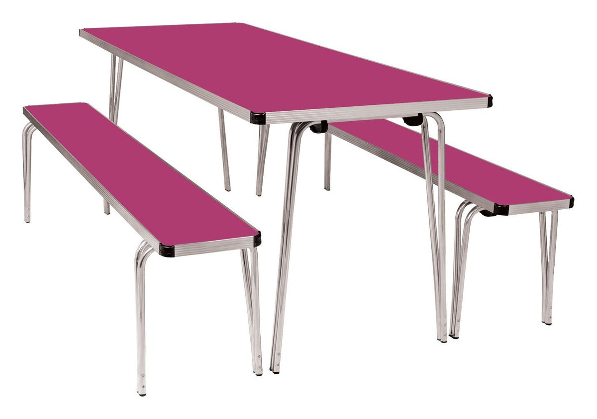 GoPak Contour25 Folding Table and Bench Set, Fuchsia top