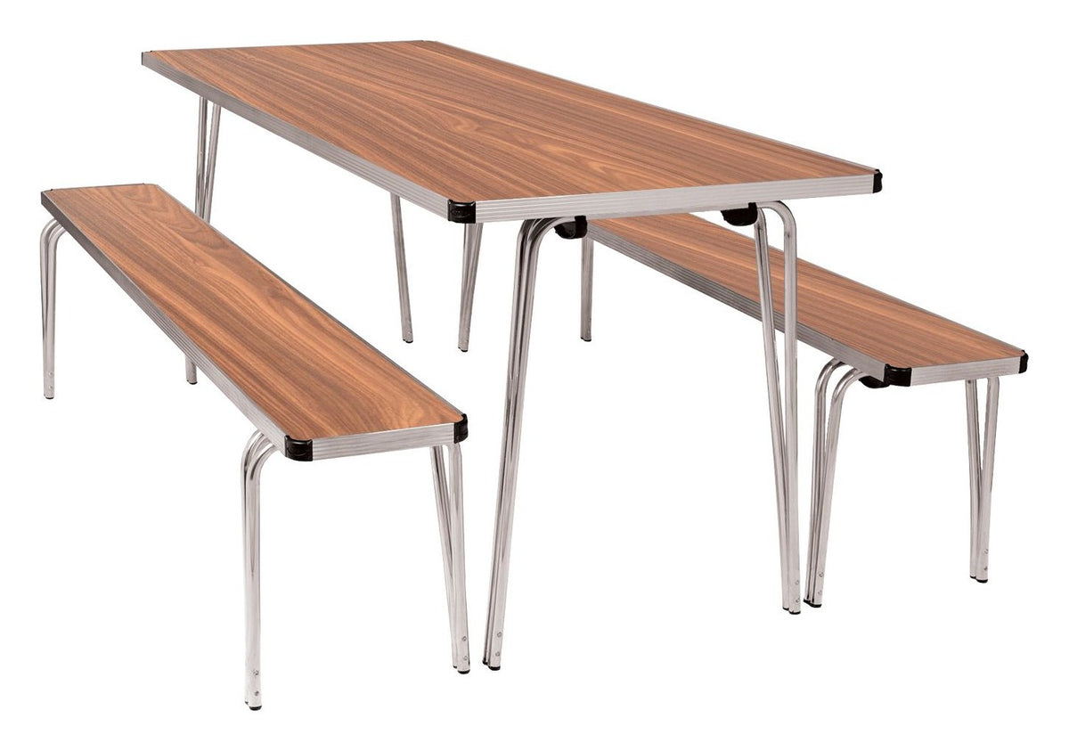 GoPak Contour25 Plus Folding Table and Bench Set, Teak top