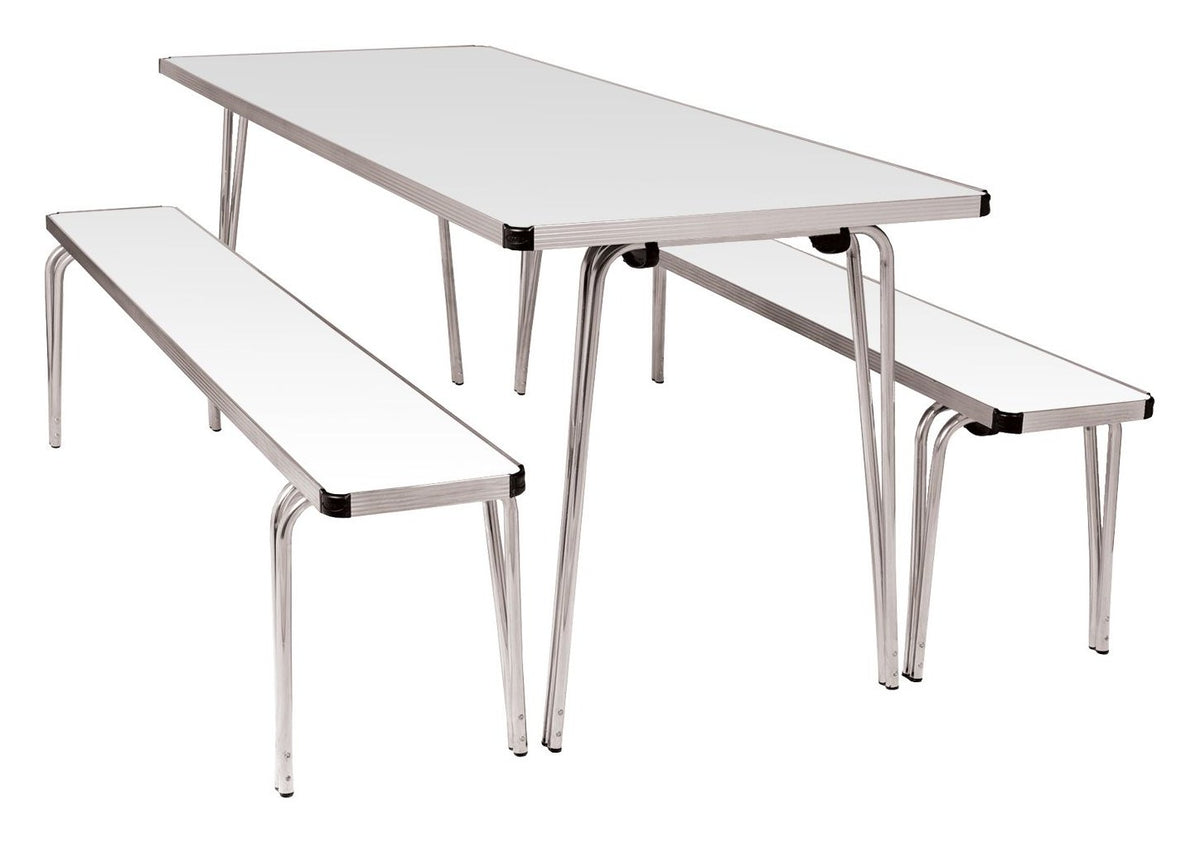 GoPak Contour25 Plus Folding Table and Bench Set, White top