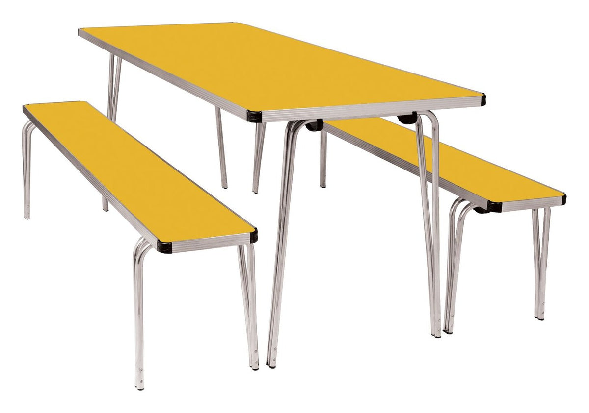GoPak Contour25 Plus Folding Table and Bench Set, Yellow top
