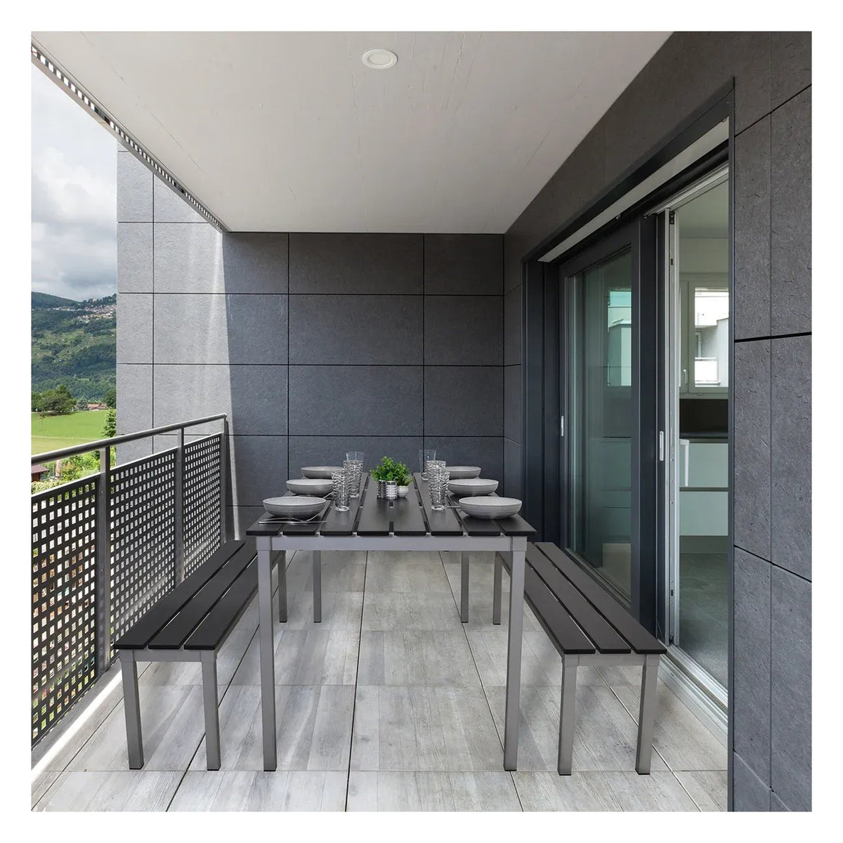 GoPak EnviroEco Black Outdoor Rectangular Quad Set, view 4