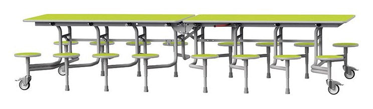 GoPak GoRoll 10ft Folding Table with 16 Stools (Early Years), Acid Green top