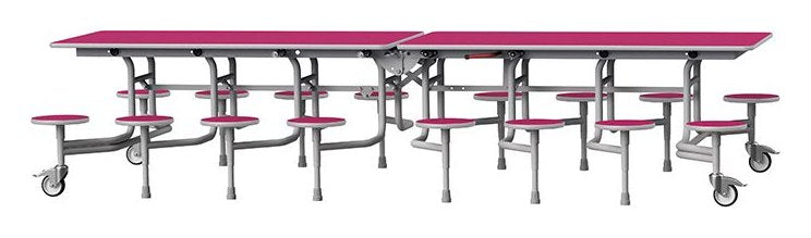 GoPak GoRoll 10ft Folding Table with 16 Stools (Early Years), Fuchsia top