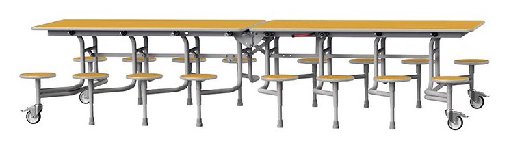 GoPak GoRoll 10ft Folding Table with 16 Stools (Early Years), Mustard top