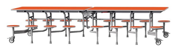 GoPak GoRoll 10ft Folding Table with 16 Stools (Early Years), Orange top