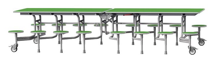 GoPak GoRoll 10ft Folding Table with 16 Stools (Early Years), Pea Green top