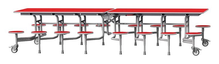 GoPak GoRoll 10ft Folding Table with 16 Stools (Early Years), Poppy Red top
