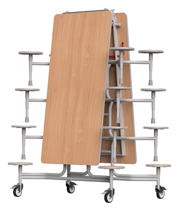 GoPak GoRoll 10ft Folding Table with 16 Stools (Early Years), Beech top