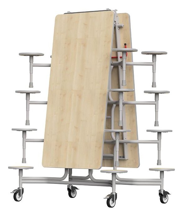 GoPak GoRoll 10ft Folding Table with 16 Stools (Early Years), Maple top
