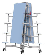 GoPak GoRoll 10ft Folding Table with 16 Stools (Early Years), Powder Blue top