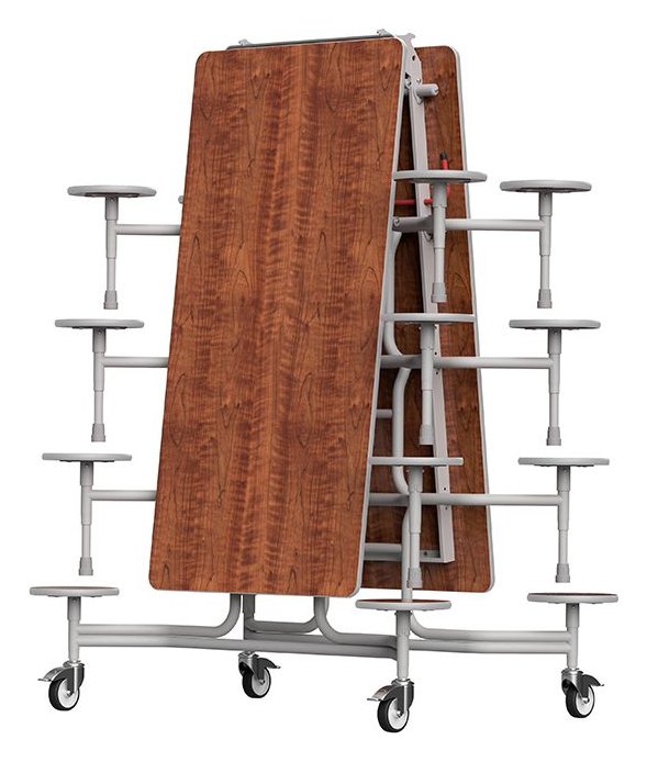 GoPak GoRoll 10ft Folding Table with 16 Stools (Early Years), Teak top