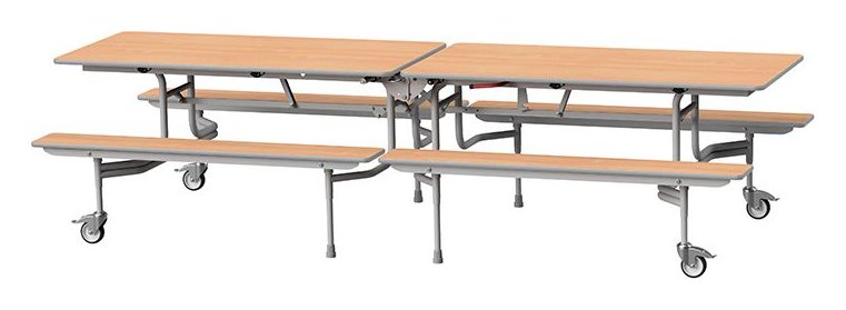 GoPak GoRoll 10ft Folding Table with Fixed Benches, Beech top