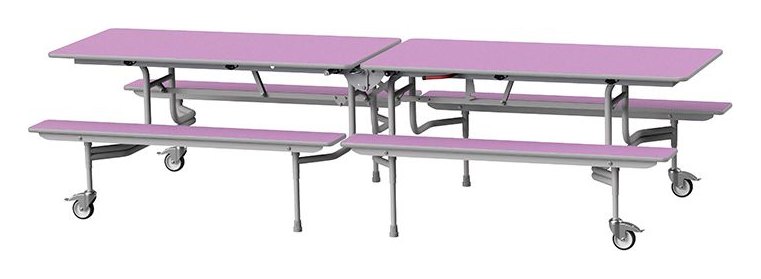 GoPak GoRoll 10ft Folding Table with Fixed Benches, Lilac top
