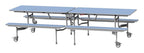 GoPak GoRoll 10ft Folding Table with Fixed Benches, Powder Blue top