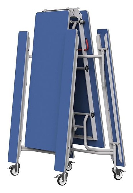 GoPak GoRoll 10ft Folding Table with Fixed Benches, Azure top