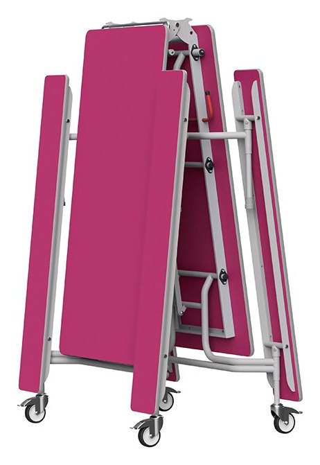 GoPak GoRoll 10ft Folding Table with Fixed Benches, Fuchsia top