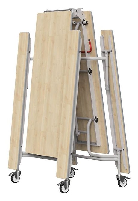 GoPak GoRoll 10ft Folding Table with Fixed Benches, Maple top