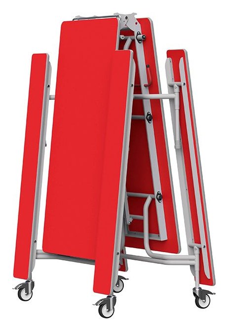 GoPak GoRoll 10ft Folding Table with Fixed Benches, Poppy Red top