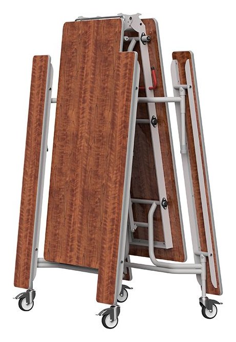 GoPak GoRoll 10ft Folding Table with Fixed Benches, Teak top
