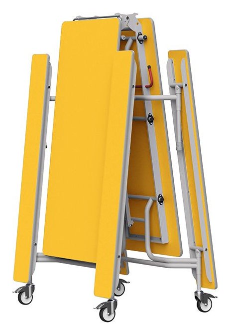 GoPak GoRoll 10ft Folding Table with Fixed Benches, Yellow top