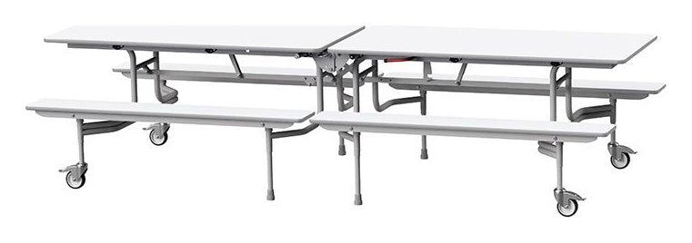 GoPak GoRoll 10ft Folding Table with Fixed Benches, White top